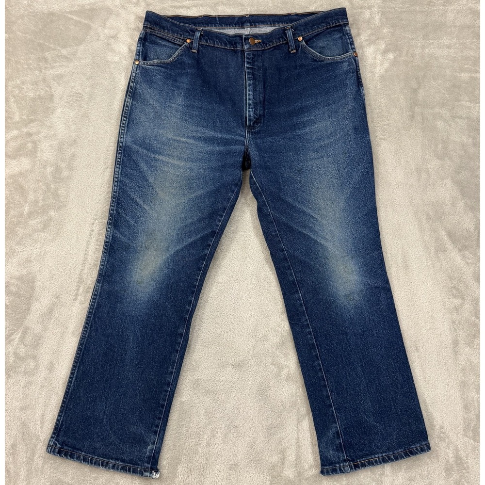 Wrangler Jeans Mens 40x30 947STR Blue Cowboy Straight Stretch Western Distressed